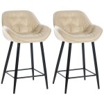 Lot de 2 tabourets de bar gibson - clp - pieds et repose - pieds en m�tal - tissu cr�me - avec accoudoirs ...