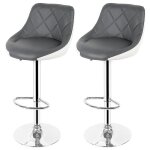 Lot de 2 tabourets de bar gris blanc style contemporain hauteur 85 - 105cm
