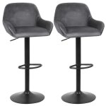 Lot de 2 tabourets de bar (gris) chaise de bar chaise lounge avec dossier et accoudoir hauteur réglable ... Lot de 2 tabourets de bar (gris) chaise de bar chaise lounge avec dossier et accoudoir hauteur réglable ...