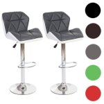 2x tabouret de bar hamilton chaise de comptoir bois similicuir rotatif ~ gris