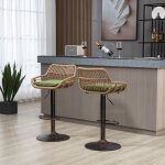 Lot de 2 tabourets de bar hauteur d?assise r�glable avec repose - pieds vert maisentiel