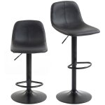 Lot de 2 tabourets de bar - homcom - hauteur r�glable dossier et repose - pieds pivotant 360� - acier ...