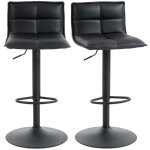 Lot de 2 tabourets de bar - homcom - r�glable en hauteur - avec assise pivotant en pu repose - pieds ...