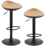 Lot de 2 tabourets de bar - homcom - r�glables en hauteur - repose - pieds pivotant 360� - si�ge pu - ...