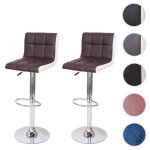 Lot de 2 tabourets de bar hwc - g87 rglables en hauteur similicuir marron - blanc pied chrom