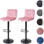 2x tabouret de bar hwc - g87 velours rose pied noir