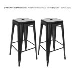 Lot de 2 tabourets de bar industriel 76 * 42 * 42cm - chaise haute cuisine empilable - gain de place