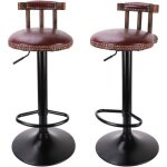 Lot de 2 tabouret de bar industriel réglable en hauteur de 60 - 80cm avec dossier et repos - pieds siège ... Lot de 2 tabouret de bar industriel réglable en hauteur de 60 - 80cm avec dossier et repos - pieds siège ...