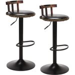 Lot de 2 tabouret de bar industriel réglable en hauteur de 60 - 80cm avec dossier et repos - pieds siège ... Lot de 2 tabouret de bar industriel réglable en hauteur de 60 - 80cm avec dossier et repos - pieds siège ...