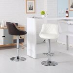 Lot de 2 tabourets de bar keisha - simili blanc - h 84 / 104 cm
