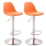 Lot de 2 tabourets de bar kiel similicuir et coque en plastique orange - chrome Lot de 2 tabourets de bar kiel similicuir et coque en plastique orange - chrome