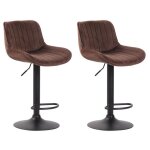 Lot de 2 tabourets de bar lentini en velours - clp - piètement en métal - hauteur réglable - marron Lot de 2 tabourets de bar lentini en velours - clp - piètement en métal - hauteur réglable - marron