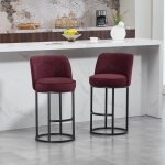 Lot de 2 tabourets de bar en lin pieds m�tal noir rembourr�s et confortables ? pour bar ou salle � manger ...