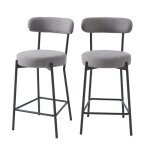 Lot de 2 tabourets de bar noa tissu gris Lot de 2 tabourets de bar noa tissu gris