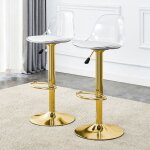 Lot de 2 tabourets de bar - redom - hauteur r�glable 82 - 104 cm assise 360� dossier transparent - m�tal ...