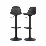 Lot de 2 tabourets de bar rglables - sweeek - noah - simili cuir noir - hauteur rglable - repose - ...