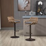 Lot de 2 tabourets de bar r�glables hauteur assise avec repose - pieds gray maisentiel