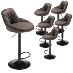 Lot de 2 tabourets de bar réglables à hauteur de comptoir avec dossier marron - huole Lot de 2 tabourets de bar réglables à hauteur de comptoir avec dossier marron - huole
