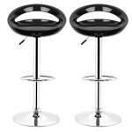 Lot de 2 tabourets de bar rglables en hauteur luxs - noir
