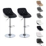 Lot de 2 tabourets de bar r�glables et rotatifs lololoo� en simili cuir noir - blanc
