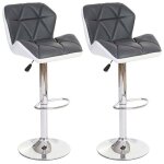 Lot de 2 tabourets de bar avec repose - pieds synthetique gris et blanc