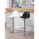 Lot de 2 tabourets de bar rotatif / rglable hauteur 80 - 100 cm blanc