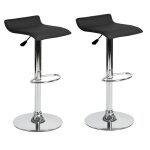 Lot de 2 tabouret de bar sans accoudoirs chaise haute siège réglable pied métal chromé simili cuir noir ... Lot de 2 tabouret de bar sans accoudoirs chaise haute siège réglable pied métal chromé simili cuir noir ...