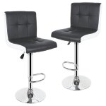 Lot de 2 tabouret de bar - si�ge r�glable en pu avec 6 grilles dossier - pivotant � 360� - 42x42x95 - ...