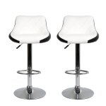 Lot de 2 tabourets de bar - simili blanc et noir - pieds en m�tal - style contemporain - l 48 x p 36 ...
