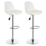 Lot de 2 tabourets de bar - simili blanc - structure en m�tal chrom� - confortable et design