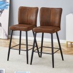 Lot de 2 - tabouret de bar en simili - cuir brun - hauteur 101 cm - pour cuisine comptoir ou �lot central ...