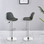 Lot de 2 tabouret de bar simili cuir gris ajustable et rotation  360 degrs