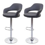 Lot de 2 tabourets de bar en simili - cuir gris et noir rglables et rotatifs