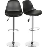 Lot de 2 tabourets de bar en simili cuir pu noir et m�tal - style contemporain - r�glable en hauteur ...