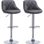 Lot de 2 tabouret de bar en similicuir chaise de bar hauteur réglable 60 - 80cm gris Lot de 2 tabouret de bar en similicuir chaise de bar hauteur réglable 60 - 80cm gris