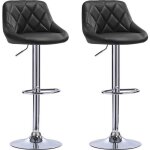 Lot de 2 tabouret de bar en similicuir chaise de bar hauteur réglable 60 - 80cm noir Lot de 2 tabouret de bar en similicuir chaise de bar hauteur réglable 60 - 80cm noir