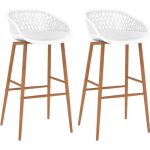 Lot de 2 tabourets de bar style scandinave - chaises de bar - fauteuil de bar blanc