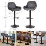 Lot de 2 tabourets de bar en tissu gris - hauteur rglable 86 - 106cm - style scandinave