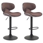 Lot de 2 tabourets de bar las vegas v2 tissu - marron - noir - rglable en hauteur - intrieur - adulte ...
