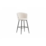 Lot de 2 tabourets de bar velours blanc doudou pieds m�tal noir - nymphea