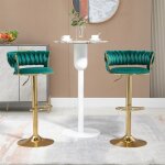 Tabouret de bar - langtu - tress� velours - vert - pivotant 360� - r�glable 60 - 795 cm