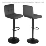 Lot de 2 tabourets de bar en velours � six compartiments en gris fonc� - fasike