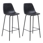 Lot de 2 tabourets de bar vintage lucien gris fonc - hauteur d'assise 75cm