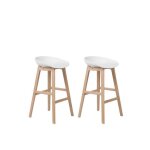 Lot de 2 tabourets contemporains en bois blanc - beliani micco