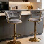 Lot de 2 tabourets de cuisine - mengda - chaise de bar pivotants avec dossier - hauteur r�glable - pour ...