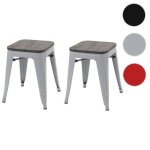 Tabouret - hwc - a73 - bois dorme - mtal thermolaqu - empilable - gris