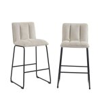 Lot de 2 tabourets isola tissu crème h75cm - beige Lot de 2 tabourets isola tissu crème h75cm - beige