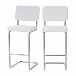 Lot de 2 tabourets jack en tissu bouclette blanche avec pieds m�talliques