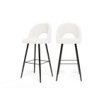 Lot de 2 tabourets de bar kyle tissu bouclette blanc piètement en métal noir Lot de 2 tabourets de bar kyle tissu bouclette blanc piètement en métal noir