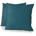 Lot de 2 taies doreiller - home linge passion - hp72088 - microfibre 82 g - 63 x 63 cm - bleu canard